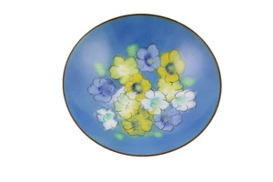 Vintage Mid Century Florence  F. G. Holbrow Enamel Over Copper Floral Bowl - Picture 1 of 5