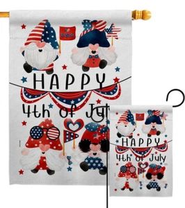 July 4 Gnome Garden Flag Decorative Small Gift Yard House Banner - Picture 1 of 19