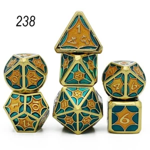 7Pcs/Set Golden/Blue/Gold Metal Polyhedral Dice for DND RPG MTG Role Playing Toy - Picture 1 of 7