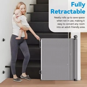 Retractable Pet Dog Gate Safety Guard Folding Baby Toddler Stair Gates Isolation - Picture 1 of 12