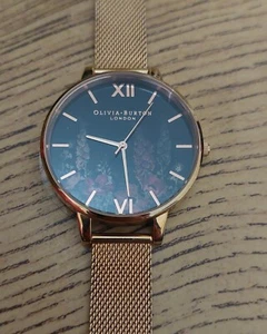 Olivia Burton women's watch, floral face, rose gold mesh strap NEEDS NEW BATTERY - Picture 1 of 5