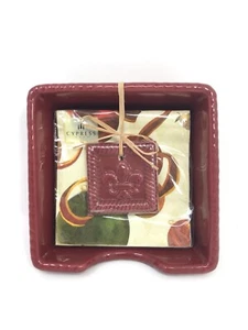 CYPRESS HOME Keramik TIEFROT Serviettenhalter Fleur de Lis Gewicht Cocktail NEU - Bild 1 von 10