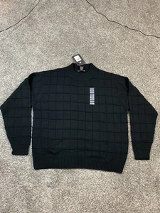 Consensus Sportswear Men Black Cable Knit Crew Neck Sweater Size XL Pullover - Picture 1 of 3