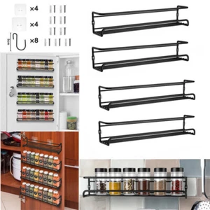 4Pack Wall Mounted Spice Rack Pantry Kitchen Organizer Jar Holder Storage Shelf - Picture 1 of 13