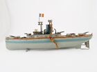 Fleischmann Gfn Gunboat Boat Mechanical Around 1920 Rare IN Sheet Metal Of 50 CM