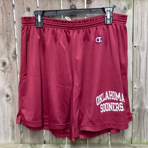 Vintage Champion Oklahoma Sooners Mesh College Athletic Shorts Sz XL Maroon Cover