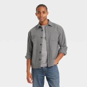 Goodfellow Heavyweight Flannel Long Sleeve Button-Down Shirt Houndstooth XXL NEW - Picture 1 of 2