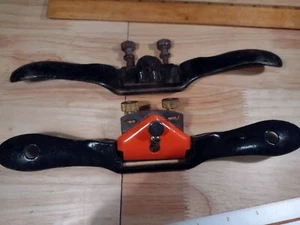 2 Vintage Heavy Duty Cast Iron 10" Flat Bottom Spoke Shave #151 Stanely - Picture 1 of 5