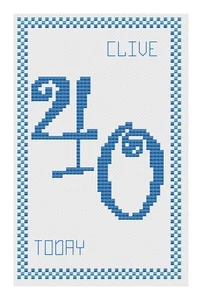 Kartenset oder Muster 40. Geburtstag blau Kreuzstich - von Florashell - Bild 1 von 1