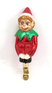 Vintage alte Welt Weihnachtsschmuck Weihnachten ELF PIXIE mit Clip-on Quecksilber Glas - Bild 1 von 8