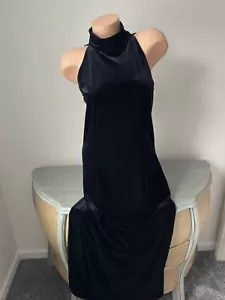 Carole Little Black Velvet Maxi Dress Size 16 XL Mock Neck Sleek Event Evening - Picture 1 of 8