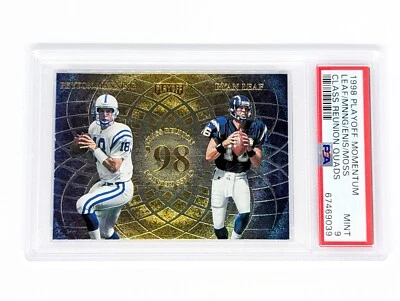 1998 Playoff Momentum Quads Peyton Manning Randy Moss PSA 9 Rookie RC HOF POP 8 - Image 1 of 2