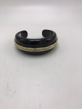 $45 Ann Klein gold tone wood crystal cuff bracelet #799