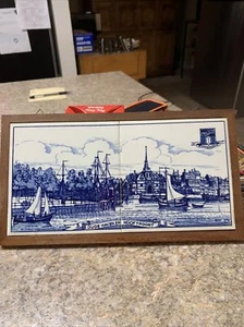VINTAGE ROYAL GOEDEWAAGEN BLUE DELFT TRANS-ATLANTIC LAKE LINES TACLINE TILES - Picture 1 of 10