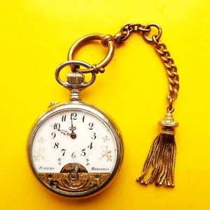"HEBDOMAS" HERREN TASCHENUHR, 8 Tage, Ankerhemmung, gute Funktion, ca. 1915 - Bild 1 von 7