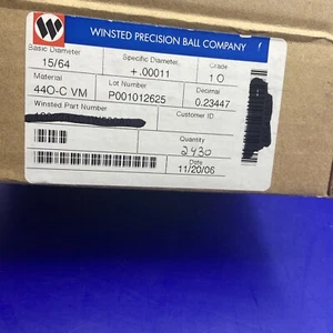 winsted 15/64 ball bearing Specific Diameter +.00011 Grade 10 Material 440-c Vm - Picture 1 of 4