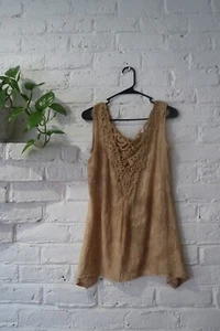 Cocomo Tunic Tank Top Womens Crochet Festival Shark Bite Hem Tie Dye Lagenlook - Picture 1 of 10