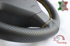 FOR CADILLAC ALLANTE 87-93 BLACK PERF LEATHER STEERING WHEEL COVER YELLOW STIT