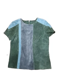 PJK Patterson J Kincaid Mujer Gamuza Cuero Top Bloque de Color Talla Pequeña - Imagen 1 de 6