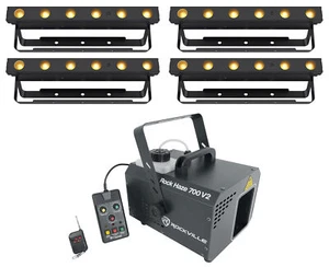 4 Chauvet DJ Ezlink Strip Q6 BT Wireless RGBA Bluetooth Wash Lights+Haze Machine - Picture 1 of 7