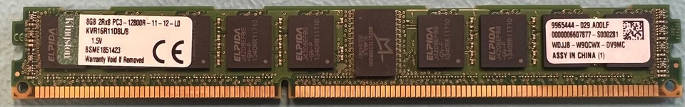 Kingston KVR16R11D8L/8 8GB DDR3-1600Mhz PC3-12800 ECC Server Memory RAM - Image 1 of 1