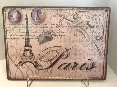 Paris Magnetic Memo/Photo Board 8x11 w/2 magnets ~ French Country Shabby Chic EC - Image 1 of 4