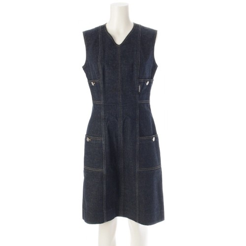 CHANEL 96 97 Cotone COCO Bottone Punto Design Denim Pezzo Unico P07014 Indaco...