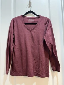 "Camiseta Eddie Bauer cuello manga larga malva grande axila a axila 20"" longitud 25""" - Imagen 1 de 6