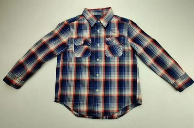 Polo Ralph Lauren Niño Talla 5 Azul/Naranja/Beige Camisa Gruesa A Cuadros Manga Larga Foto 1 de 4