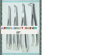 Set 4 pinze estrazione punta radice strumenti dentali acciaio inox tedesco ASTM - Foto 1 di 1
