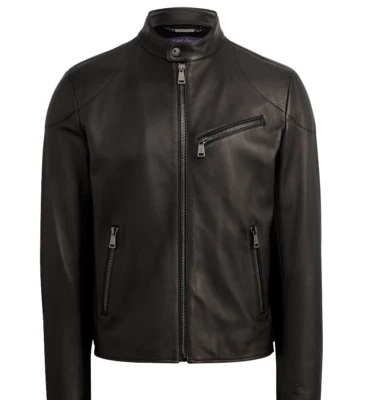 $3,495 Ralph Lauren Púrpura Etiqueta Randall Negro Piel de Cordero Cuero Chaqueta de Motociclista Nueva Foto 1 de 4