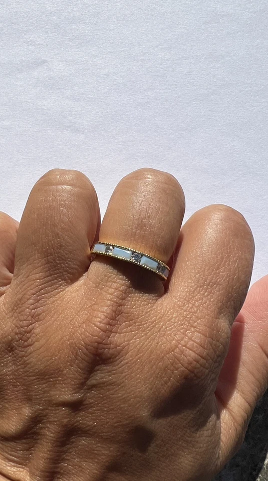 Anillo Anthropologie Esmalte Azul Talla 8  Foto 1 de 4