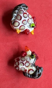 Hand Blown Glass Figurine Handmade Miniature Chickens Multicolor Bead / Pendant - Picture 1 of 9