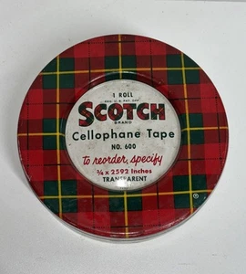 Vintage SCOTCH Plaid Tin Cellophan Tape Container No. 600 leere Lagerverstecke - Bild 1 von 7