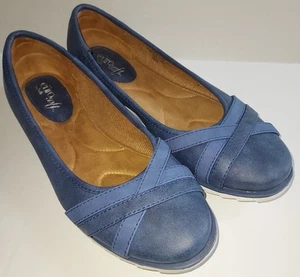 Euro Soft by Sofft Slip On Ballet Flats Blue Faux Leather Women's Size 8.5M - Picture 1 of 10