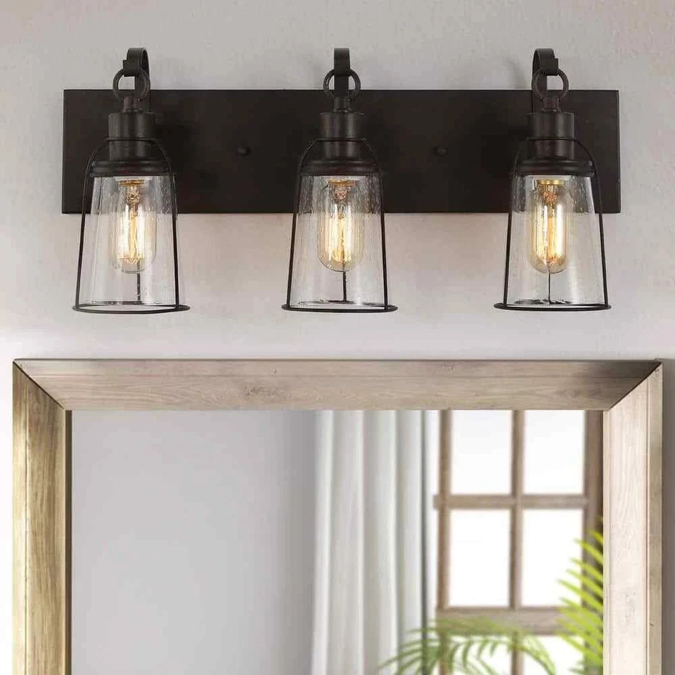 LNC Farmhouse Rustic 3-Light Vanity Light Oil-Rubbed Bronze 22&quot A04049