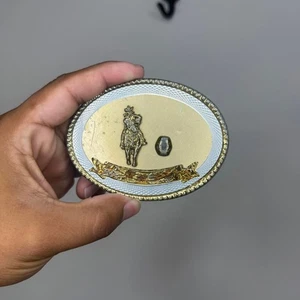 Gold & Silver Cowboy Belt Buckle Horse Rider Western Rodeo Collectible - Picture 1 of 4