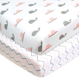 2 Pack 100% Natural Cotton Fitted Mini Crib Sheets 38" x 24" - Soft & Breatha... - Bild 1 von 7