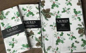 Ralph Lauren Tannenzapfen & Stechpalme Weihnachten Baumwolle Tischdecke/Servietten 60x84 - Bild 1 von 7