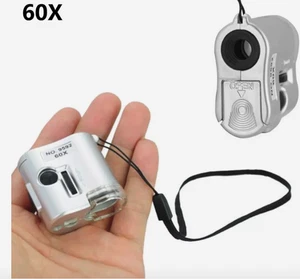 60X Loupe Professionnelle Mini Loupe de Poche Loupe Portable LED++ - Photo 1/3