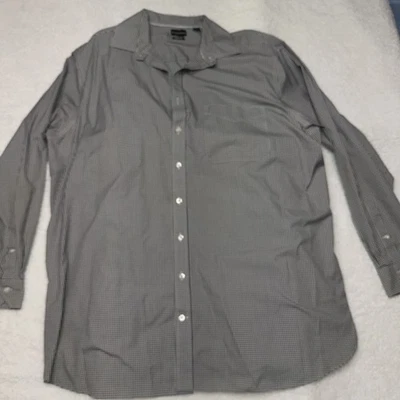 Rochester Men’s Dress Shirt 19 38/39 T Plaid Button Down Non Iron Black & White - Image 1 of 4