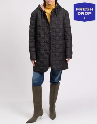 PVP€371 SANDRO Chaqueta Acolchada FR40 US8 UK12 L Negra Acolchada Con Capucha Foto 1 de 4