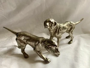 Vintage Metal Pointer Dog Figurines Pair – Mid Century Zinc Alloy - Picture 1 of 24