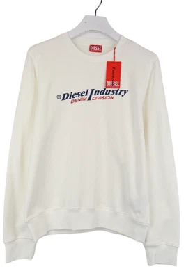 Moletom DIESEL 0HERE masculino MÉDIO logotipo marfim gola redonda pulôver reparado - Imagem 1 de 4