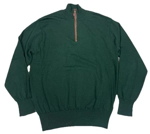 Orvis 1/4 Zip Sweater 100% Wool Men's Medium Green Knitted Pullover - Picture 1 of 7