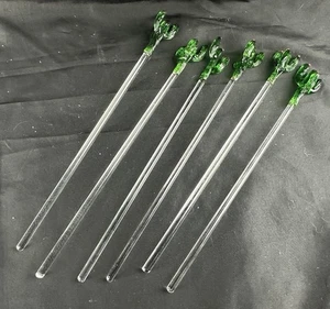 6 Vintage Kunst Glas Kaktus Rührstab Cocktail Getränk Rührstäbchen - Bild 1 von 5