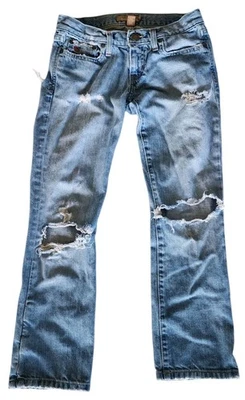 Abercrombie & Fitch Feminino Vintage 5 Bolsos Y2K Cintura Baixa Tamanho 00R DISTRESSED - Imagem 1 de 4