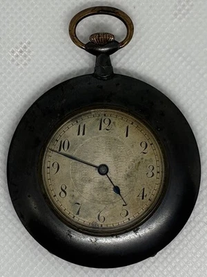 ANTIQUE PAVEL BURE OR SWISS MEYER GUN METAL POCKET WATCH- RUNNING AS-IS - Image 1 of 4