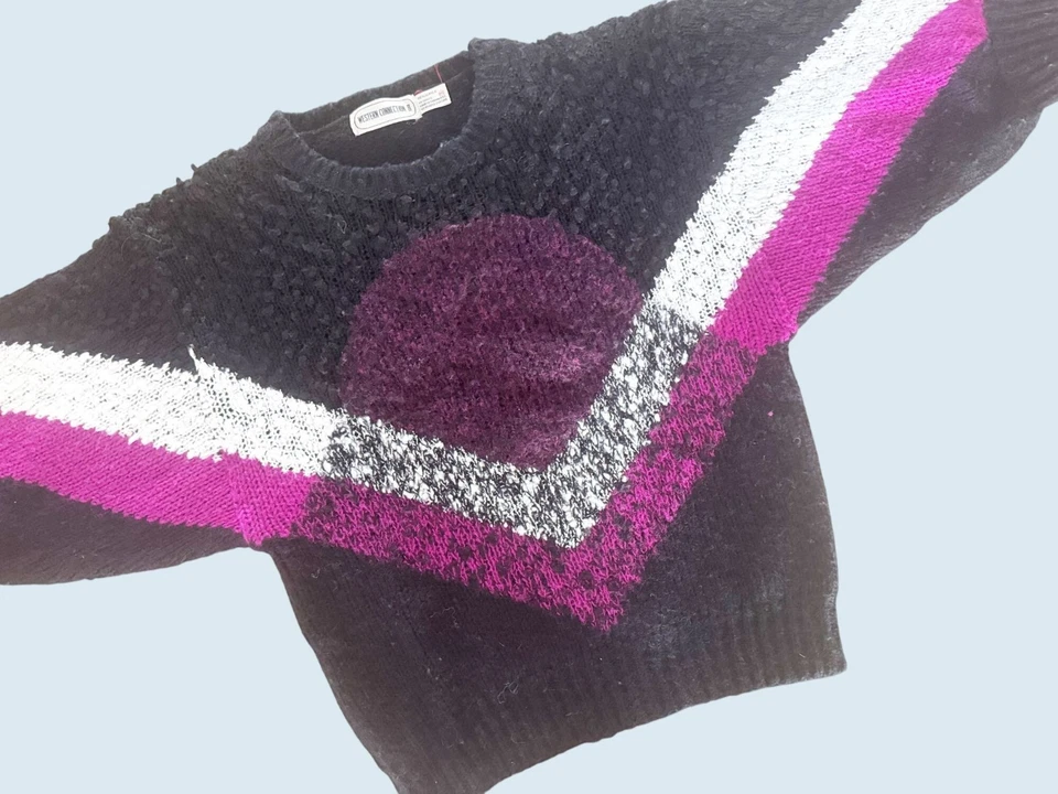 Suéter Vintage WESTERN CONNECTION Tejido Abierto Ala de Murciélago Bloques de Color Años 80/90 Talla M Foto 1 de 4