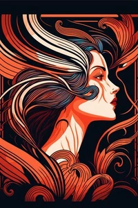 Leinwandbild Pop Art Abstraktes Gesicht Orange Wandbild Poster Druck - Bild 1 von 22